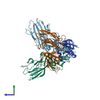 PDB entry 6fzv coloured by chain, side view.