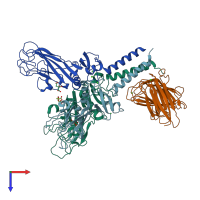 PDB entry 6fzv coloured by chain, top view.