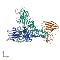 PDB entry 6fzw coloured by chain, front view.