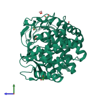 PDB entry 6g00 coloured by chain, side view.