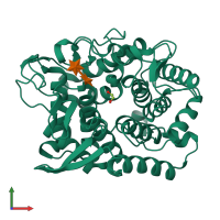 PDB entry 6g09 coloured by chain, front view.