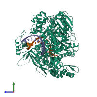 PDB entry 6g0a coloured by chain, side view.