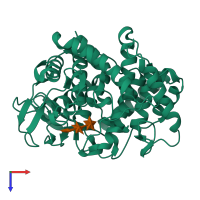 PDB entry 6g0b coloured by chain, top view.