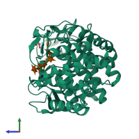 PDB entry 6g0n coloured by chain, side view.