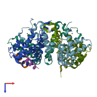 PDB entry 6g0y coloured by chain, top view.