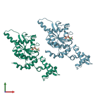 PDB entry 6g0z coloured by chain, front view.