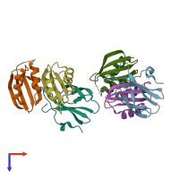 PDB entry 6g11 coloured by chain, top view.