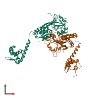 PDB entry 6g1b coloured by chain, front view.