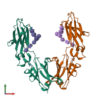 PDB entry 6g1e coloured by chain, front view.