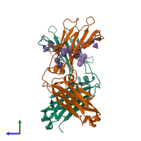 PDB entry 6g1e coloured by chain, side view.