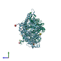 PDB entry 6g21 coloured by chain, side view.