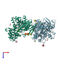 PDB entry 6g21 coloured by chain, top view.