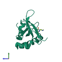 PDB entry 6g27 coloured by chain, side view.