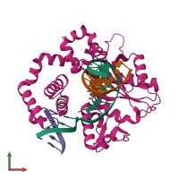 PDB entry 6g2q coloured by chain, front view.