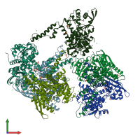 PDB entry 6g2u coloured by chain, front view.