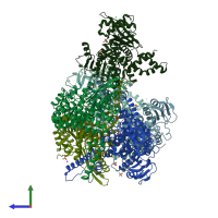 PDB entry 6g2u coloured by chain, side view.