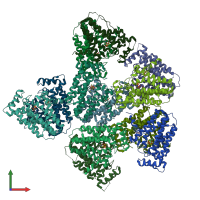 PDB entry 6g31 coloured by chain, front view.