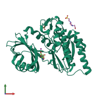 PDB entry 6g34 coloured by chain, front view.