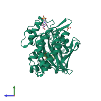 PDB entry 6g34 coloured by chain, side view.