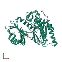PDB entry 6g38 coloured by chain, front view.