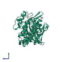 PDB entry 6g39 coloured by chain, side view.