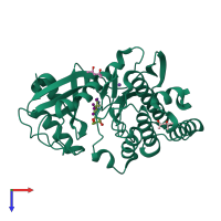 PDB entry 6g39 coloured by chain, top view.