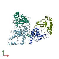 PDB entry 6g3p coloured by chain, front view.