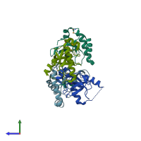 PDB entry 6g3p coloured by chain, side view.