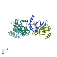 PDB entry 6g3p coloured by chain, top view.