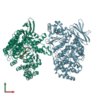 PDB entry 6g3u coloured by chain, front view.