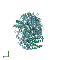 PDB entry 6g3u coloured by chain, side view.