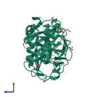 PDB entry 6g49 coloured by chain, side view.