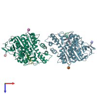 PDB entry 6g4m coloured by chain, top view.