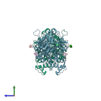 PDB entry 6g4n coloured by chain, side view.