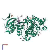 PDB entry 6g54 coloured by chain, top view.