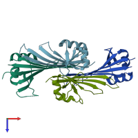 PDB entry 6g57 coloured by chain, top view.