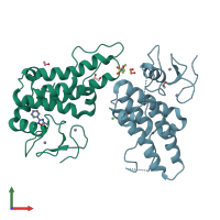 PDB entry 6g5n coloured by chain, front view.