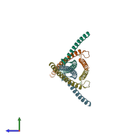 PDB entry 6g6k coloured by chain, side view.