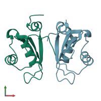 PDB entry 6g6s coloured by chain, front view.