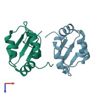 PDB entry 6g6s coloured by chain, top view.