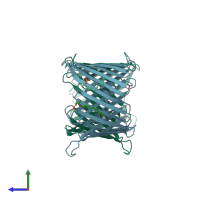 PDB entry 6g6u coloured by chain, side view.