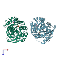PDB entry 6g75 coloured by chain, top view.