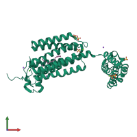PDB entry 6g7o coloured by chain, front view.