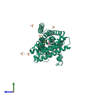 PDB entry 6g7o coloured by chain, side view.