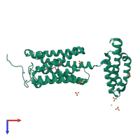 PDB entry 6g7o coloured by chain, top view.