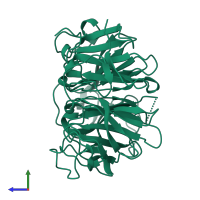 PDB entry 6g7w coloured by chain, side view.