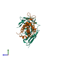 PDB entry 6g8r coloured by chain, side view.