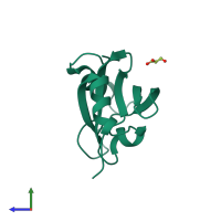 PDB entry 6g8t coloured by chain, side view.