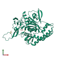 PDB entry 6g8v coloured by chain, front view.