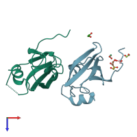 PDB entry 6g8w coloured by chain, top view.